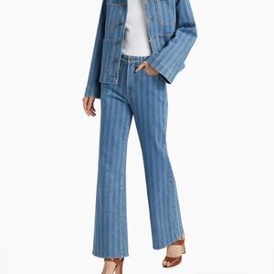 Veronica Beard Crosbie Striped Wide Leg Jeans